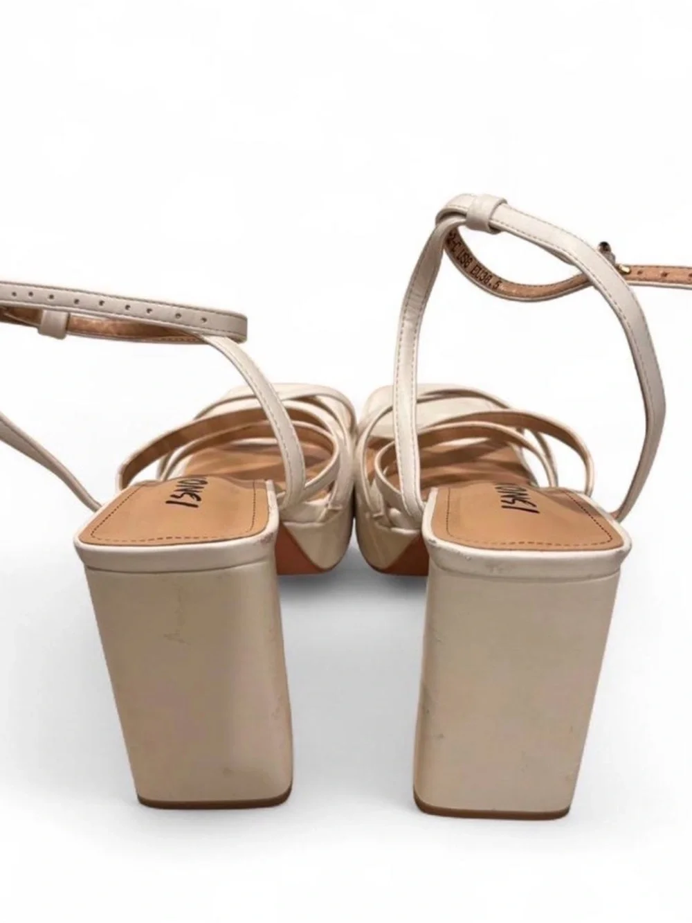 White Strappy Platform Sandals with Ankle Strap